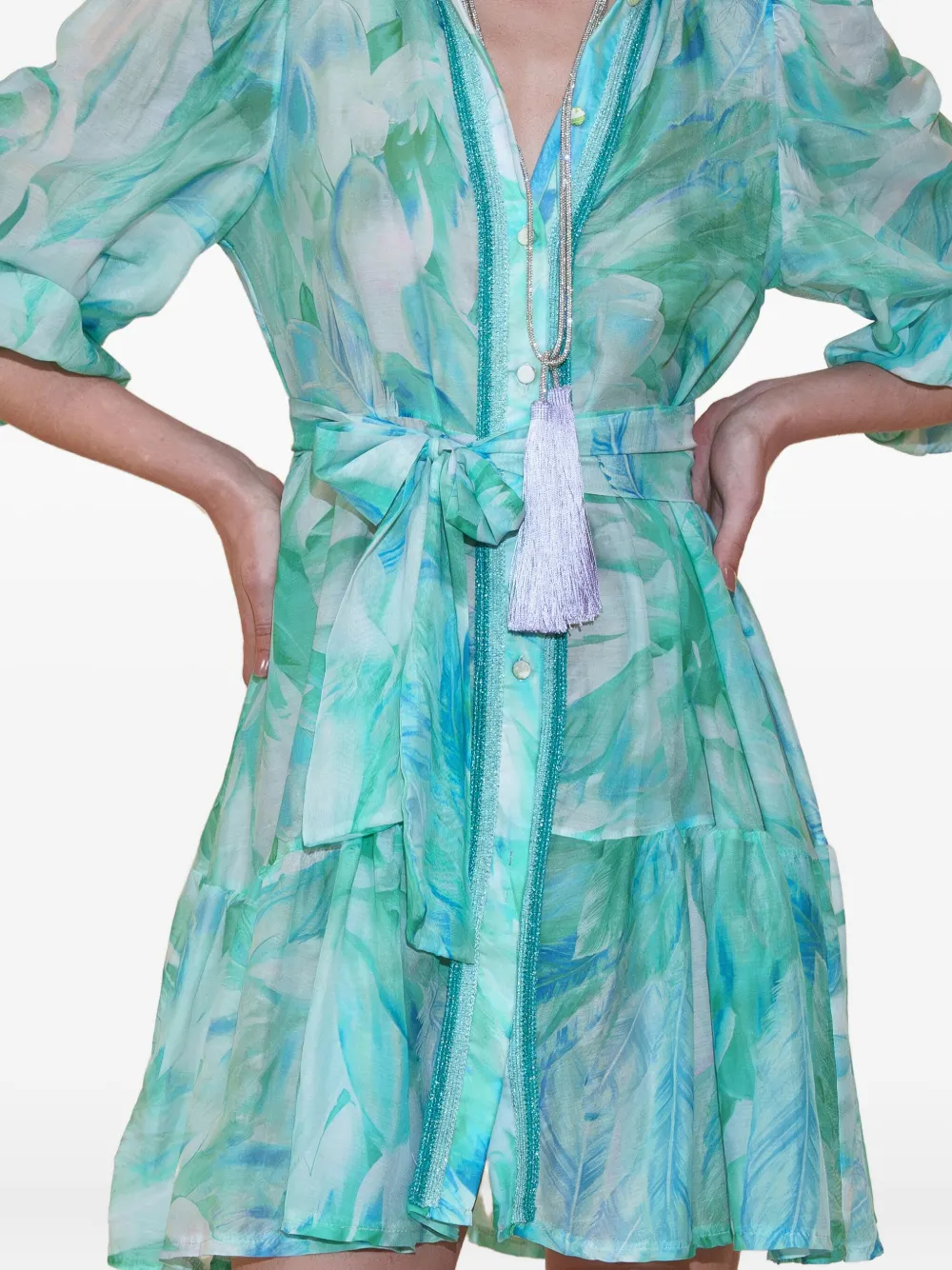 PHO FIRENZE floral-print mini dress - Groen