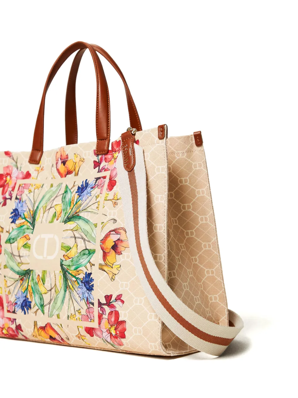 TWINSET Shopper met bloemenprint Beige