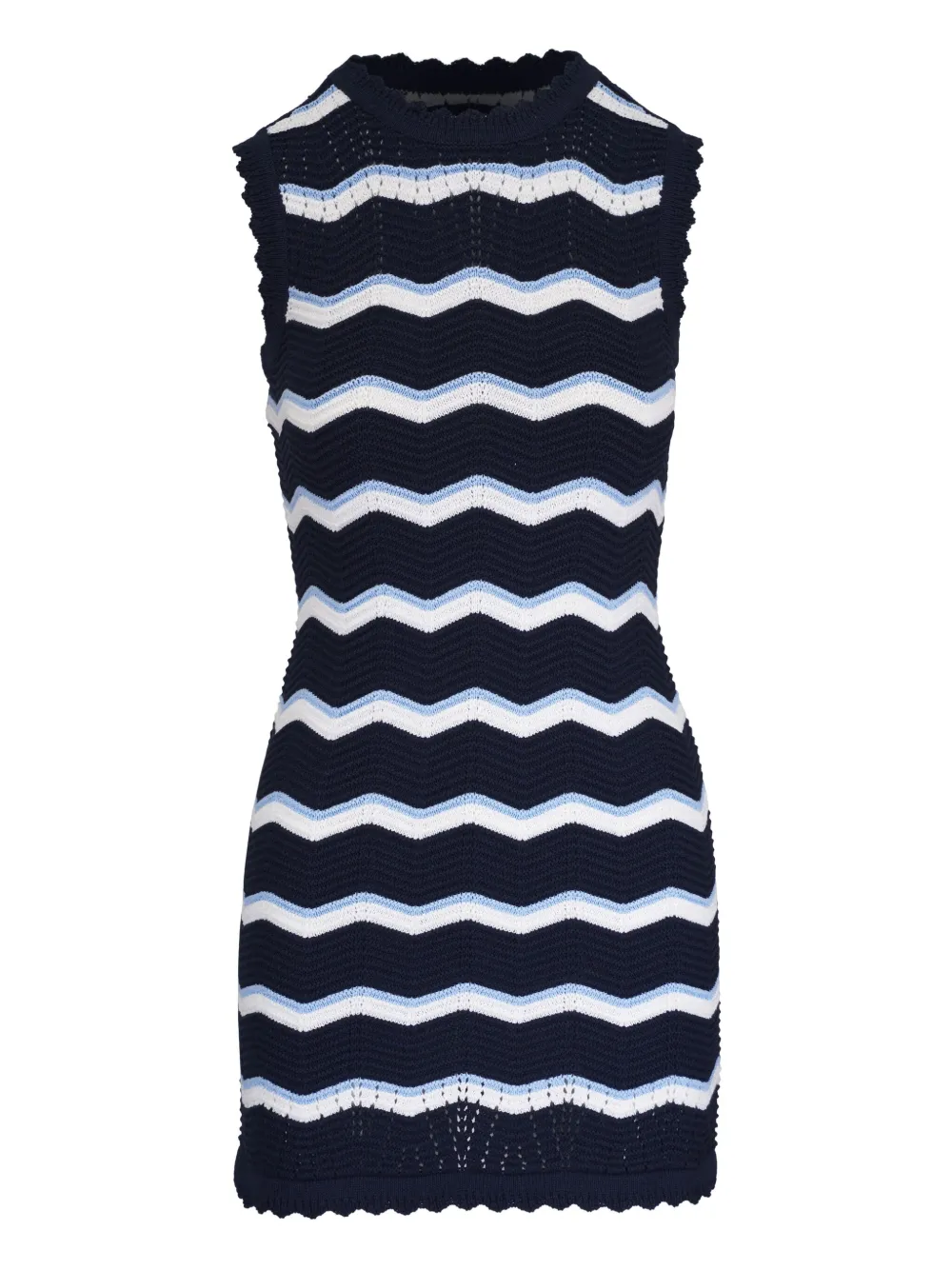Veronica Beard Templeton gebreide jurk met zigzag-patroon Blauw