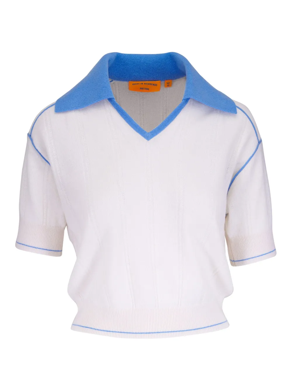 Guest In Residence two-tone polo top | White | Image 1