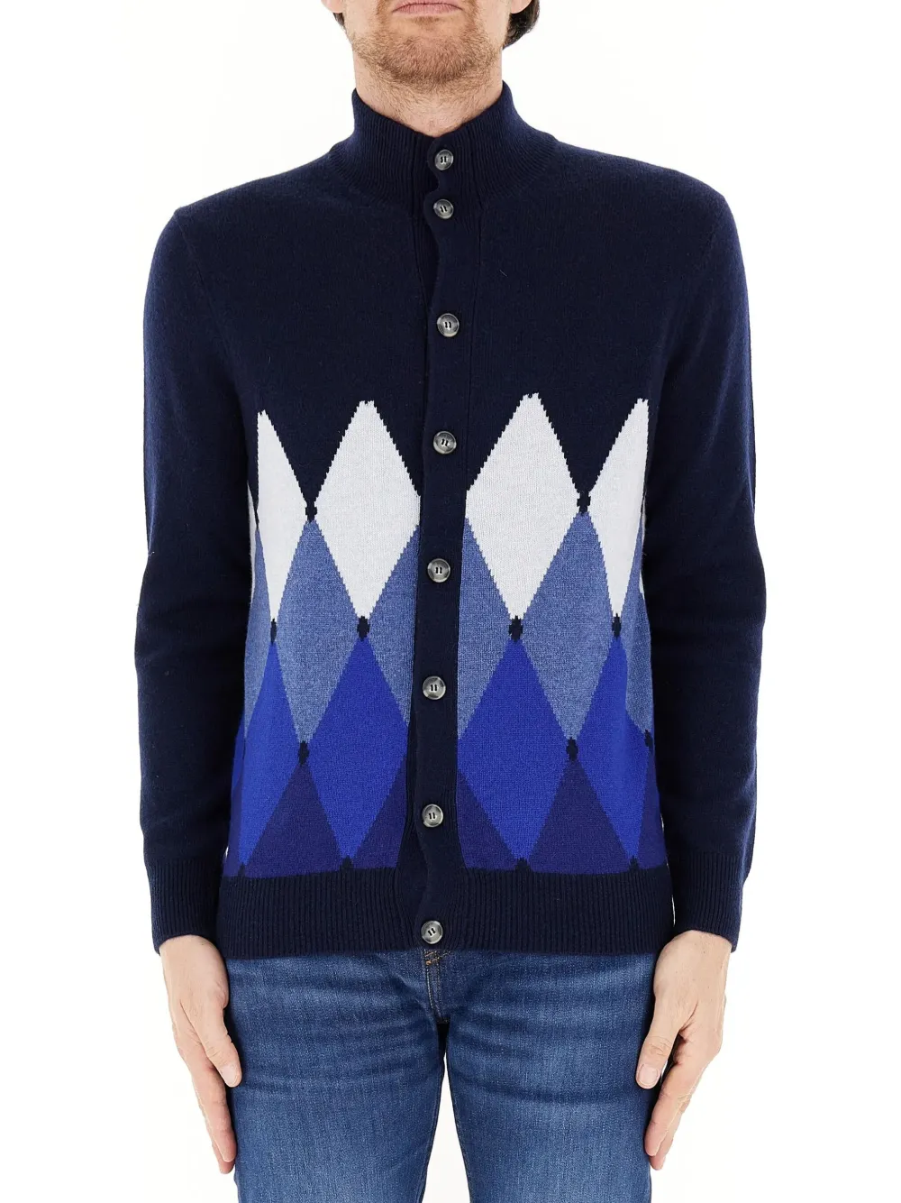 Ballantyne Button Knitted Cardigan In Blue