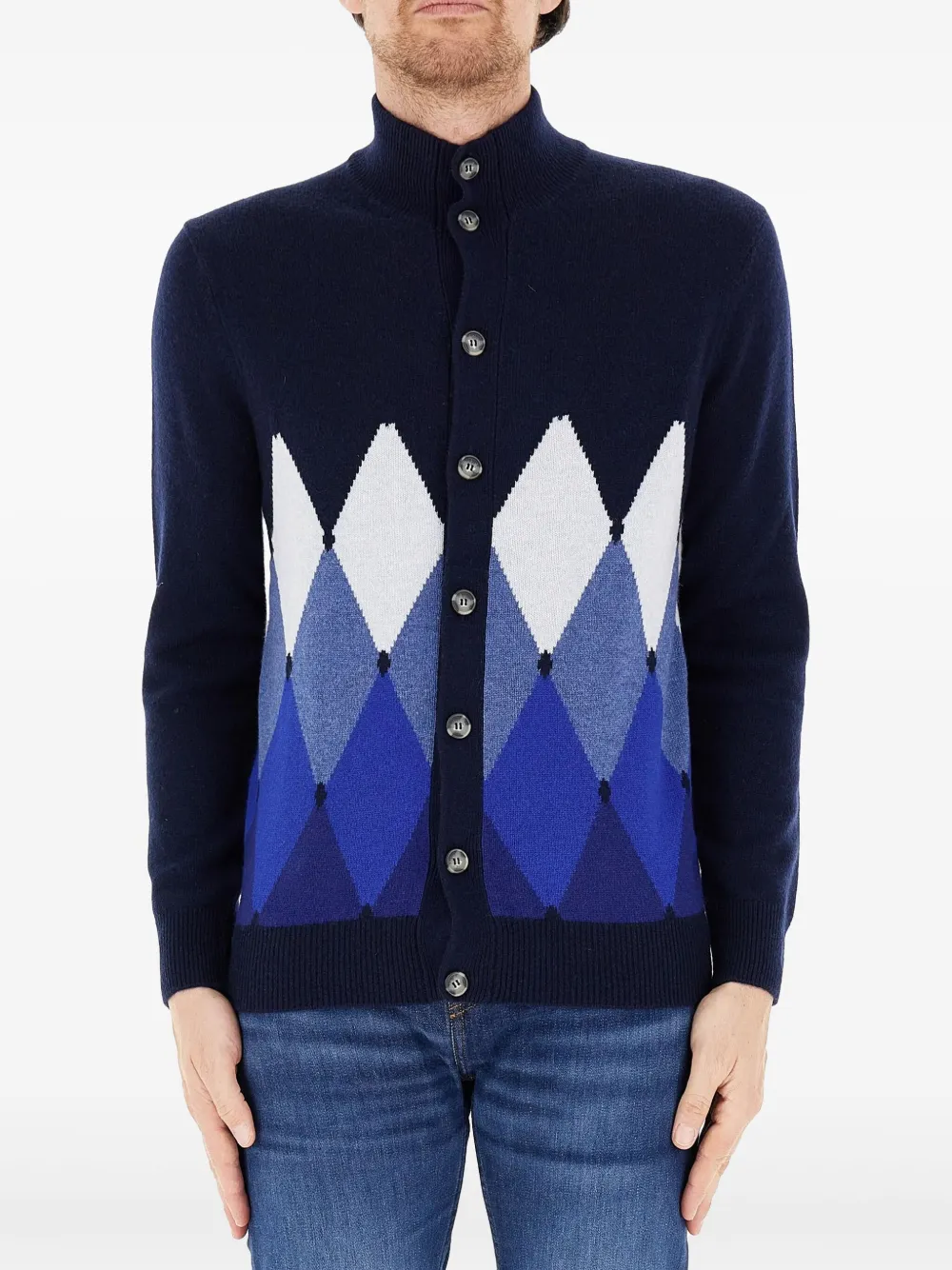 Ballantyne diamond-print cardigan | Blue | Image 1