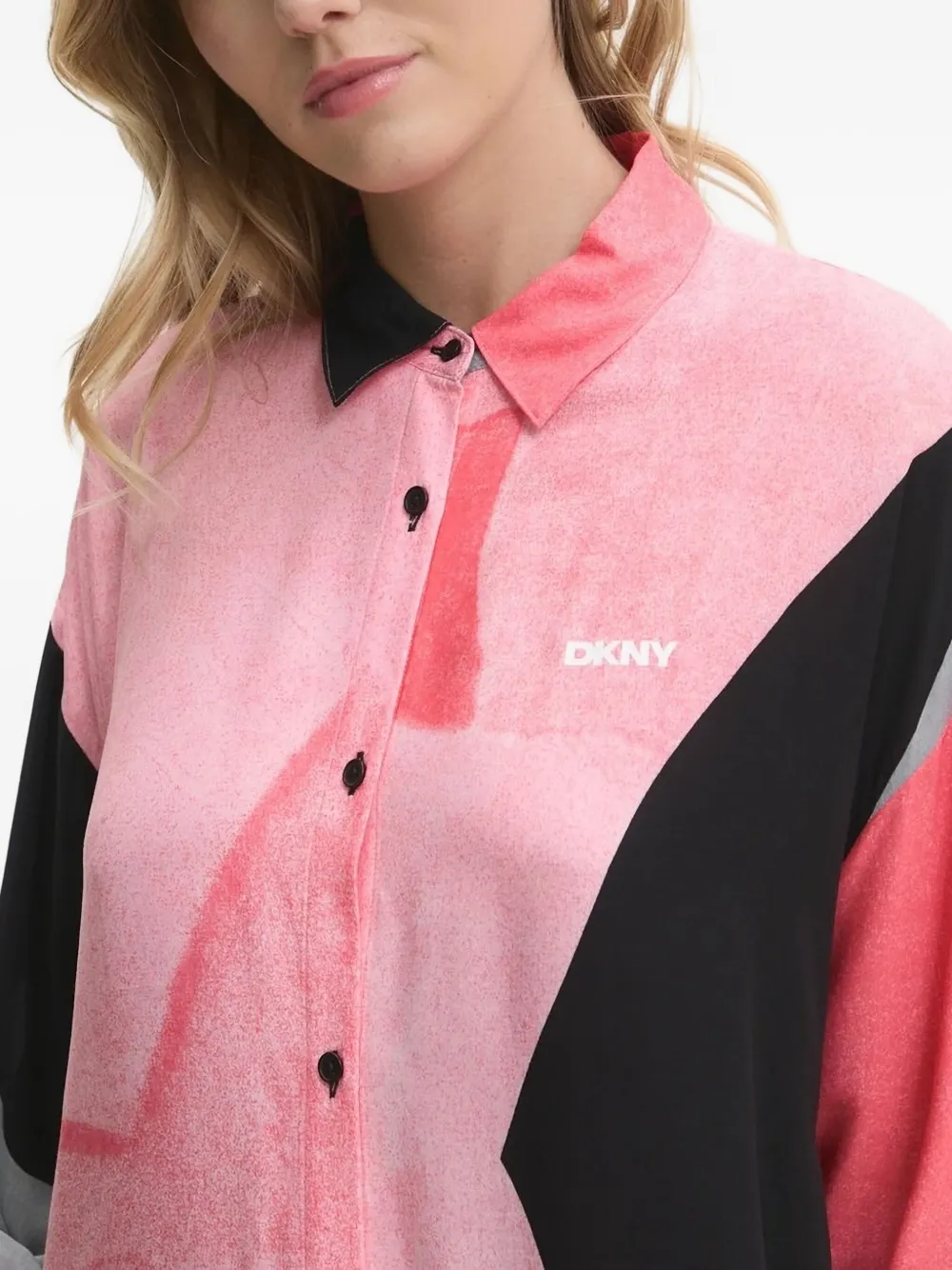 DKNY geometric-print shirt midi dress Roze