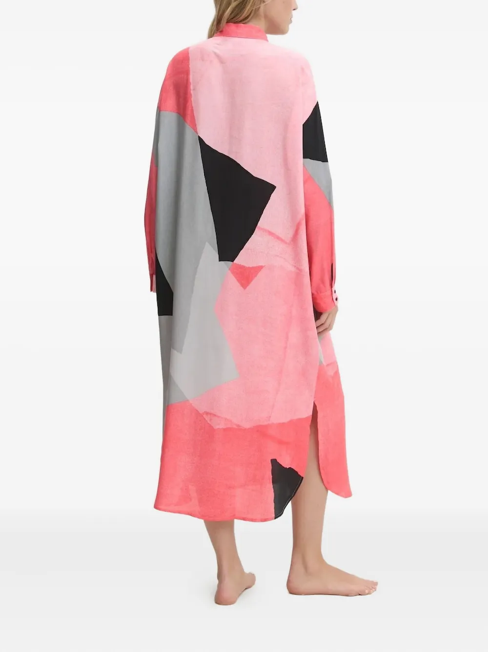 DKNY geometric-print shirt midi dress Roze