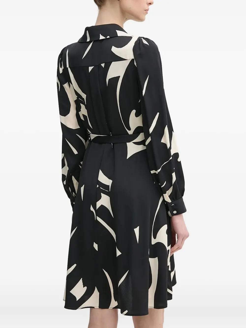 DKNY abstract-print wrap dress Zwart