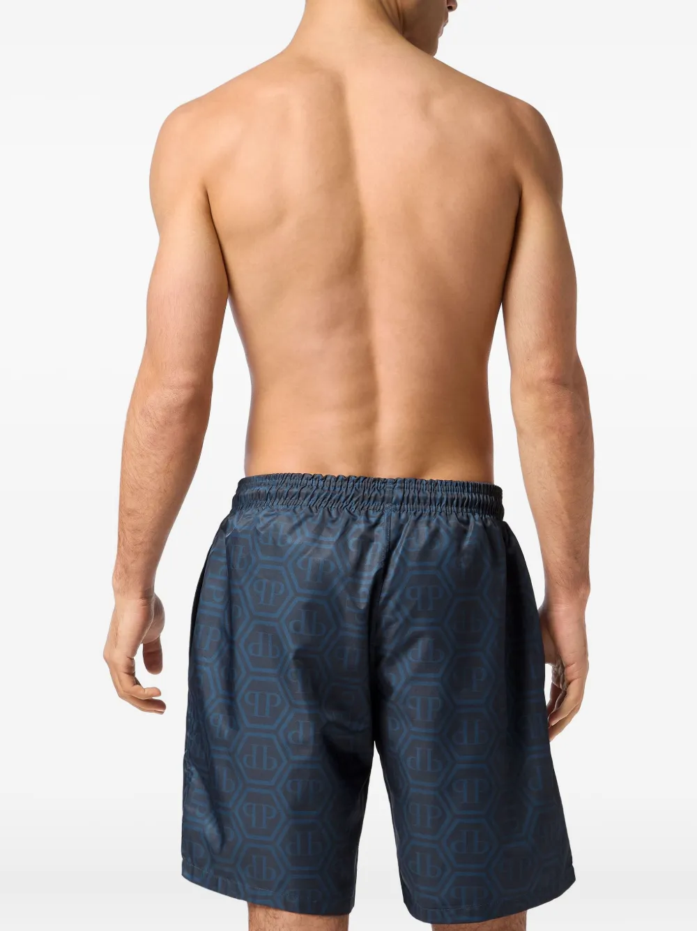 Philipp Plein Zwembroek met monogramprint Blauw