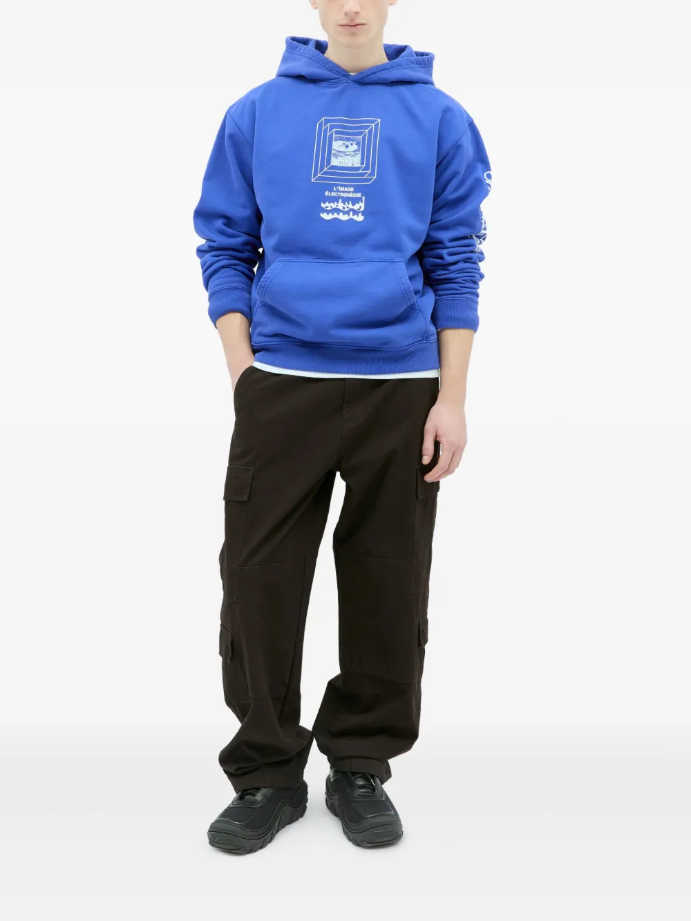 Brain Dead Electronique Hooded Sweatshirt In 蓝色