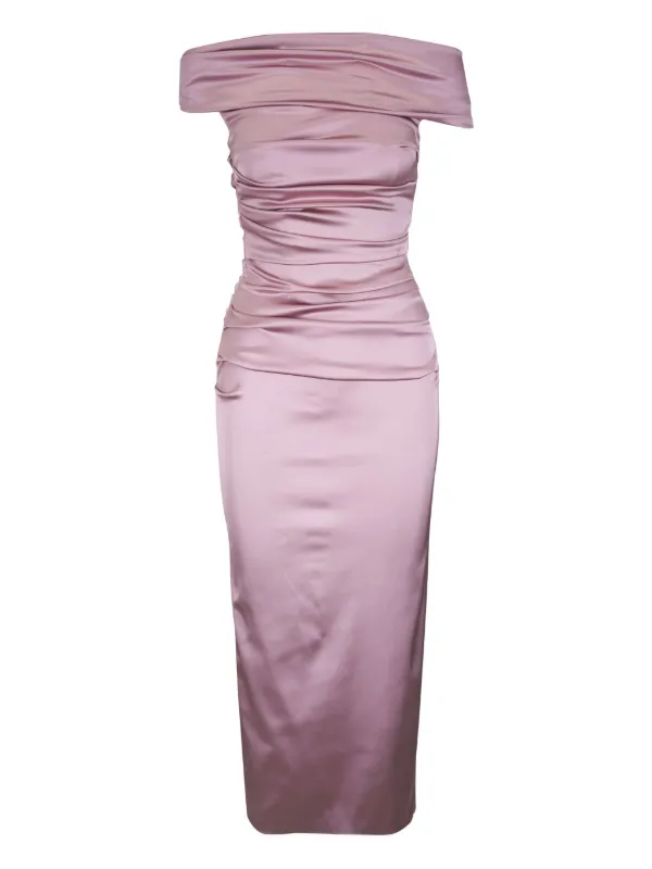 talbot runhof silk dresses Talbot Runhof Gathered Satin Dress - Blue - 60% Off