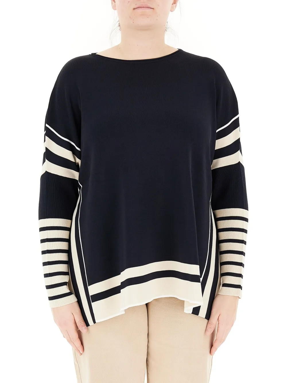 Elena Miro' Colour-block Jumper In Black