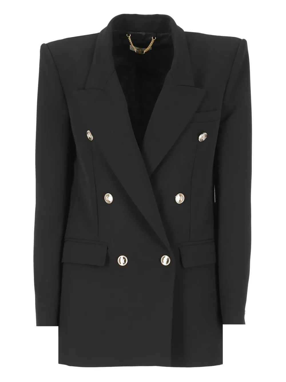Elisabetta Franchi Crepe Double Breasted Blazer In Black