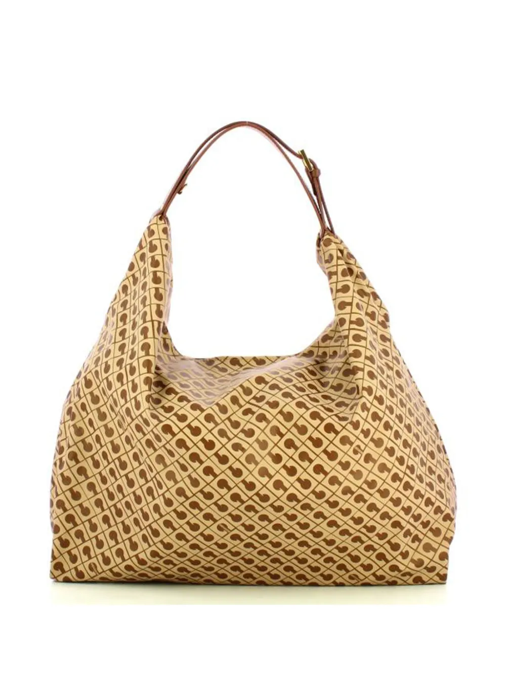 Gherardini Geometric Pattern Shoulder Bag With Adjustable Strap In Brown