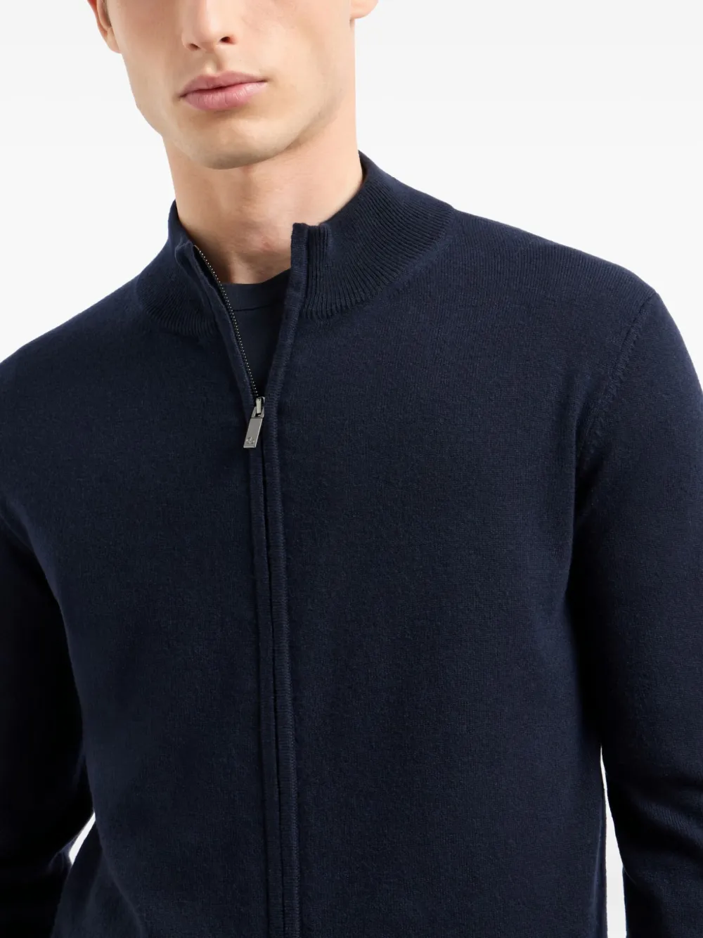 Giorgio Armani Official Store Pure Cashmere Zip-up Cardigan In Blue