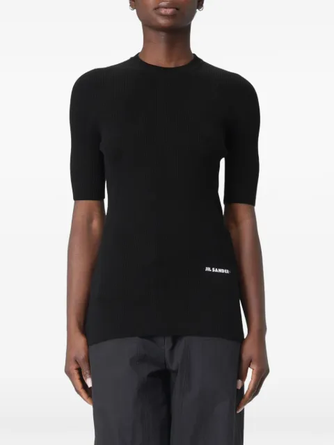 JIL SANDER+ ribbet T-shirt med korte ærmer