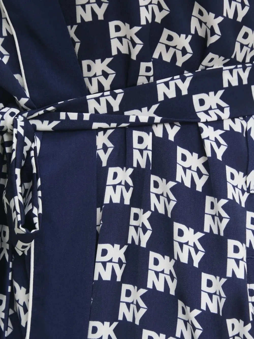 DKNY logo-print belted robe Blauw