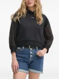 DKNY sheer-sleeve hooded top - Black