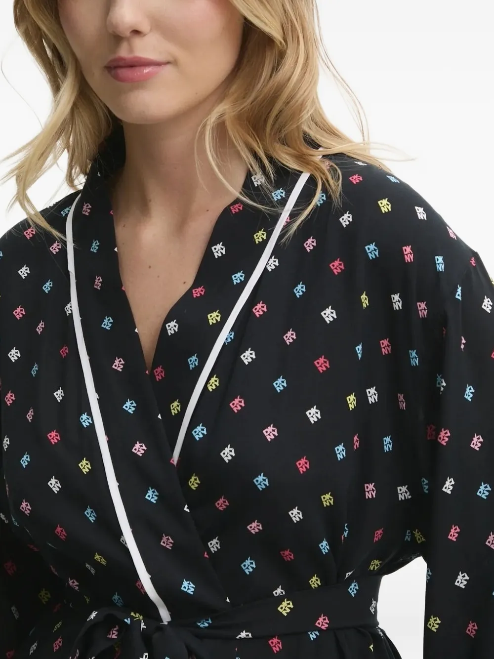 DKNY logo-print robe Zwart