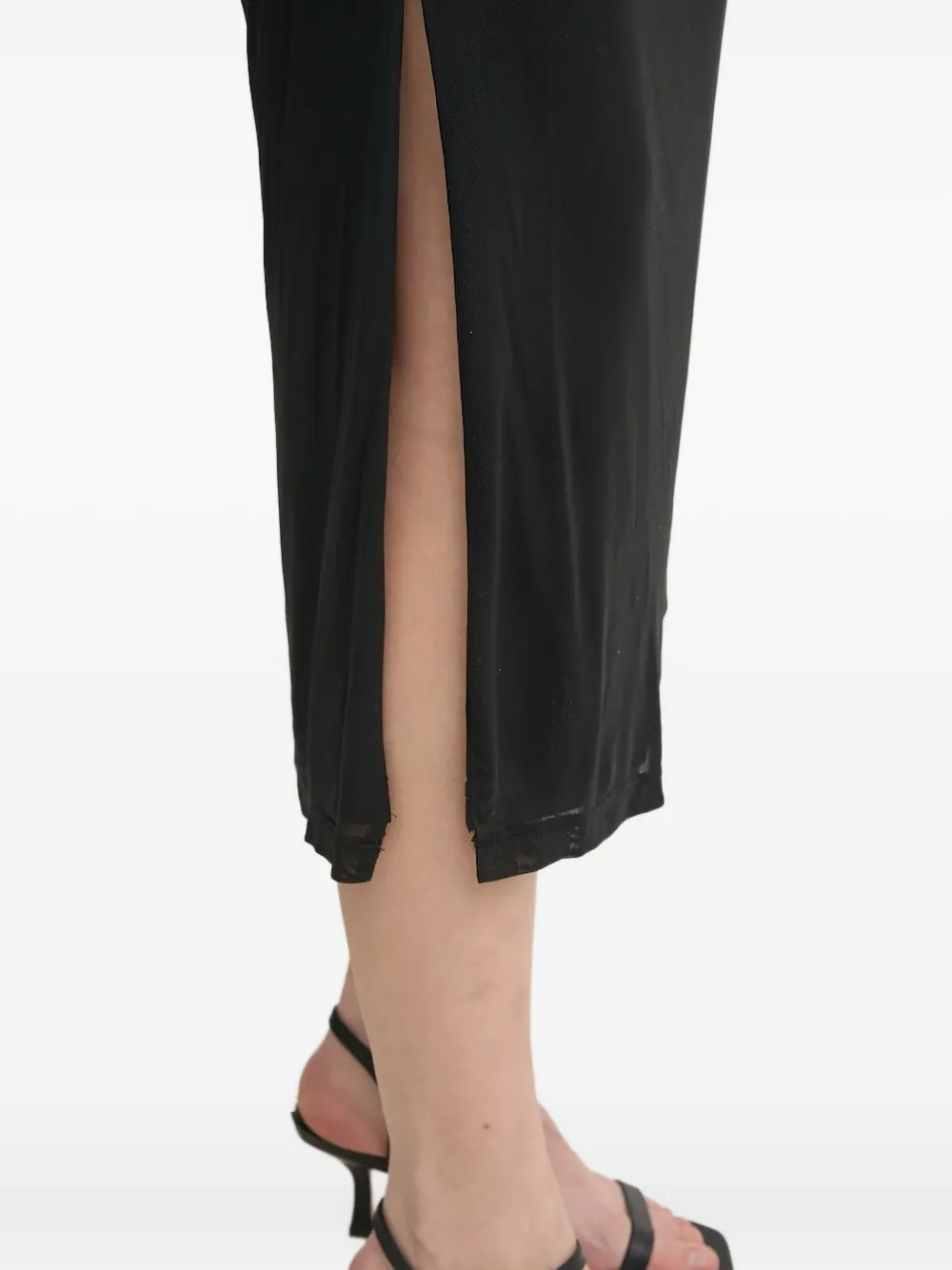DKNY draped one-shoulder midi dress Zwart