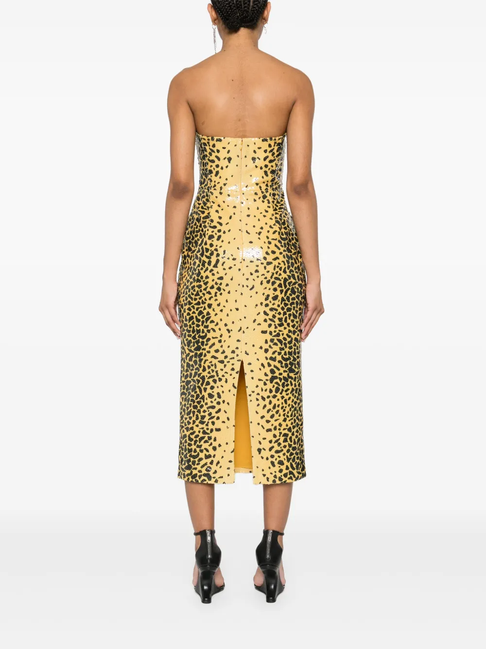 Alex Perry Strapless maxi-dress met luipaardprint Geel