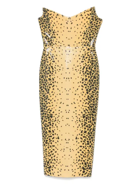Alex Perry strapless cheetah-print maxi dress