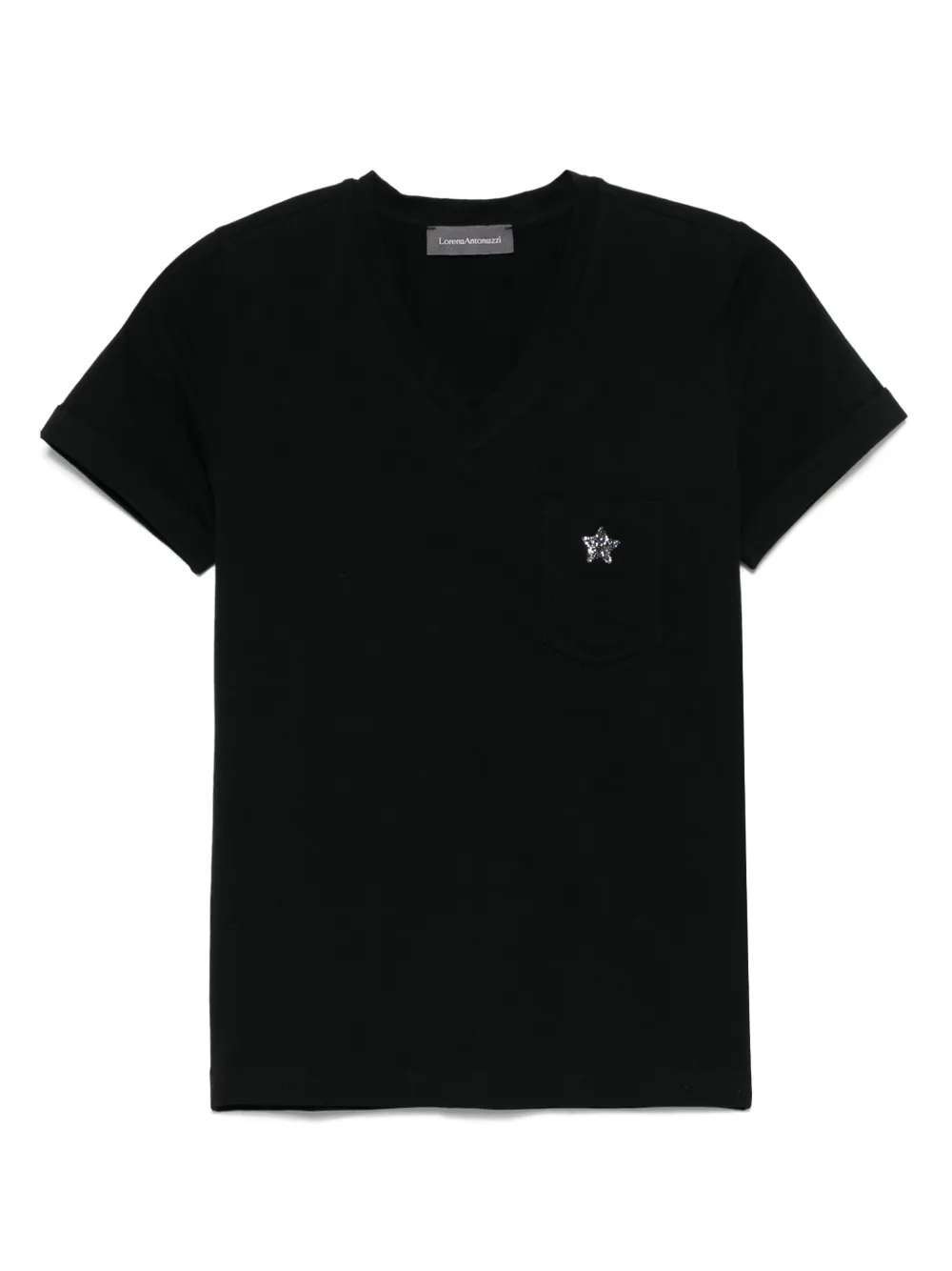Lorena Antoniazzi スターアップリケ Tシャツ - ブラック Lorena Antoniazzi スターアップリケ Tシャツ - ブラック