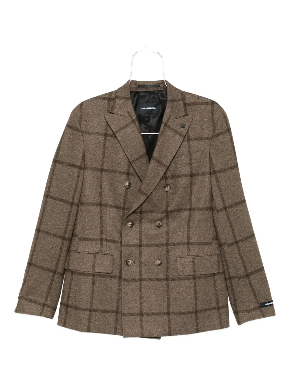 Karl Lagerfeld check-print double-breasted blazer Bruin