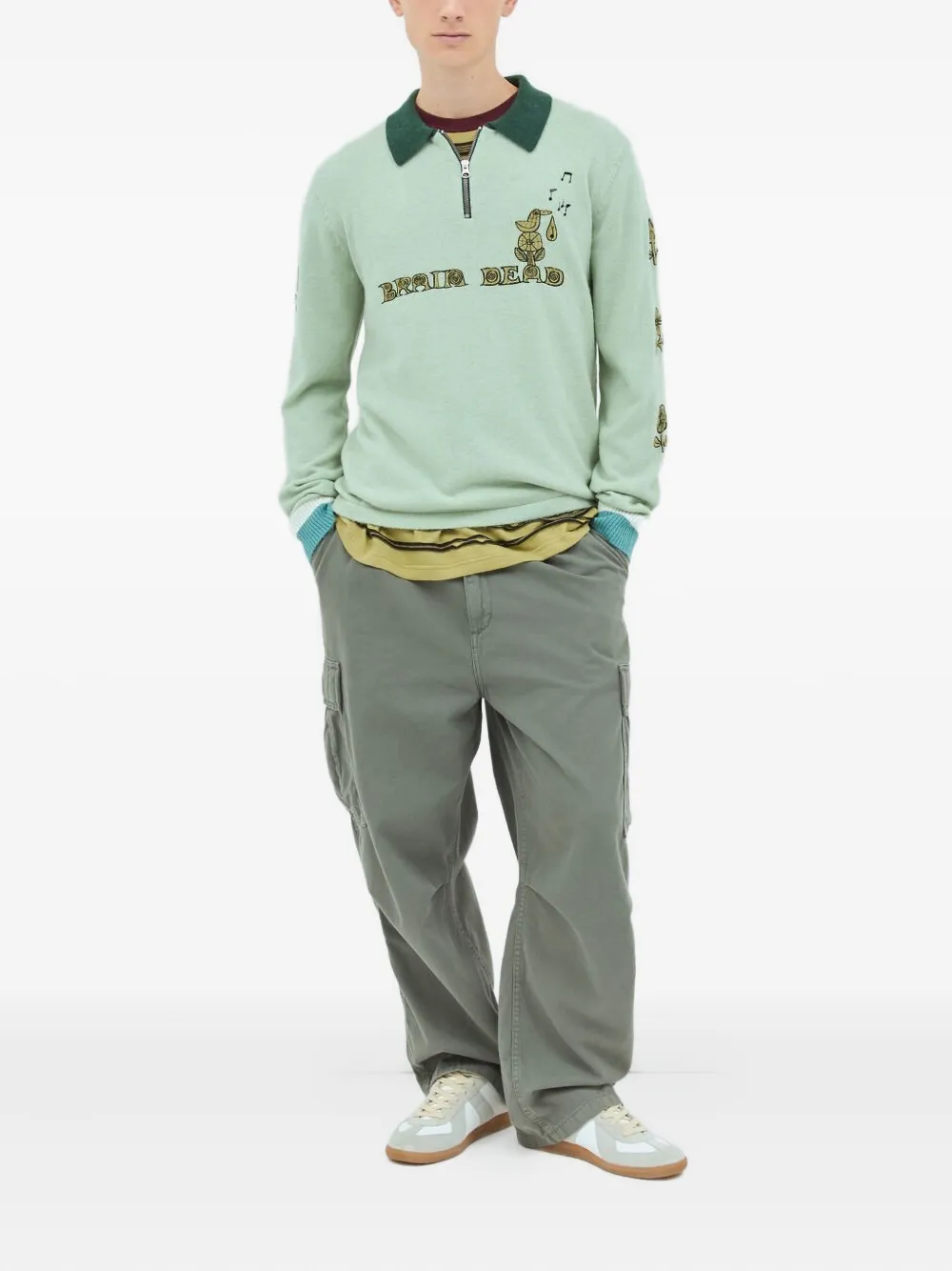 Brain Dead Sweater With Embroidery In Green