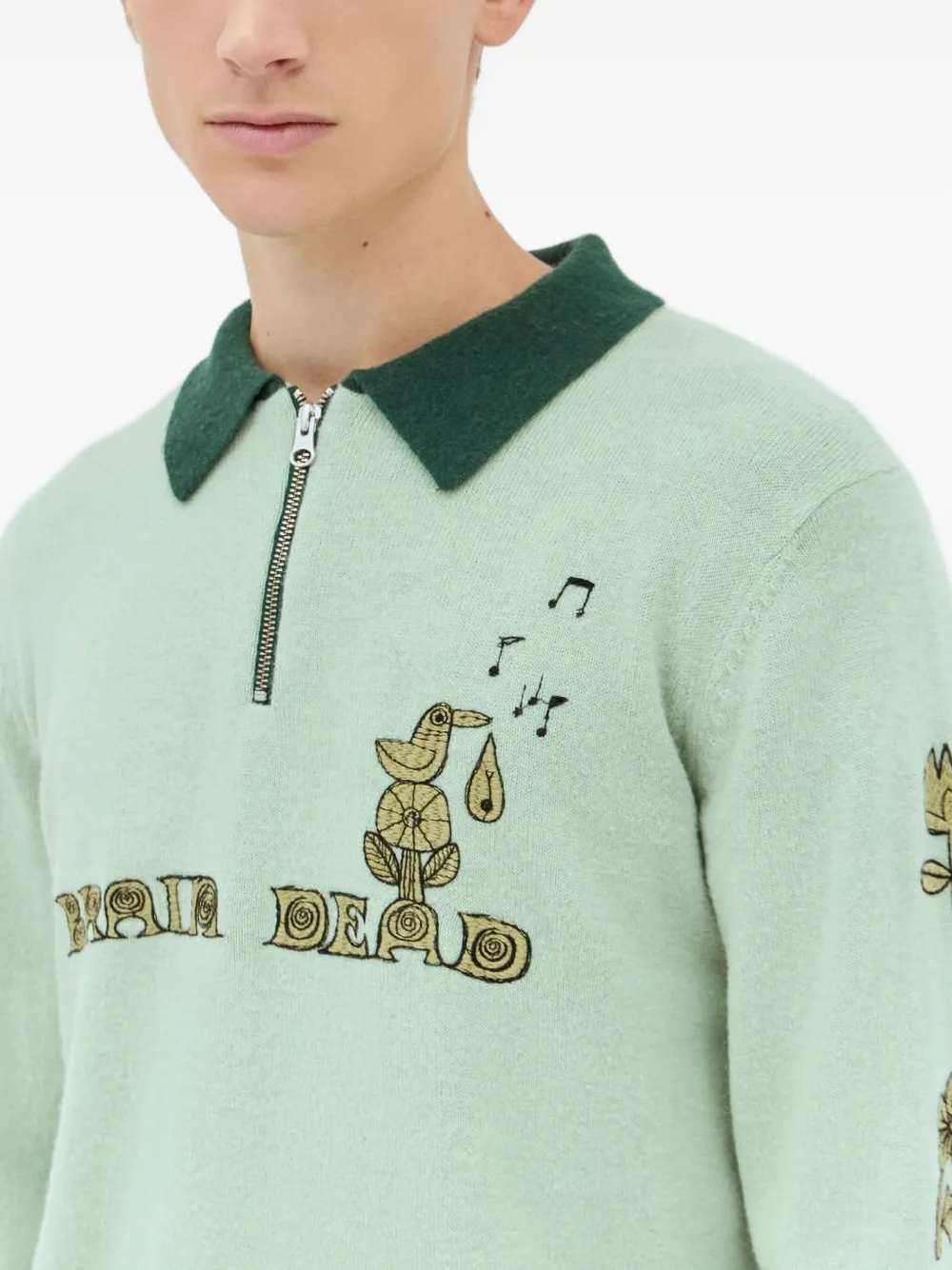 Brain Dead Sweater With Embroidery In Green