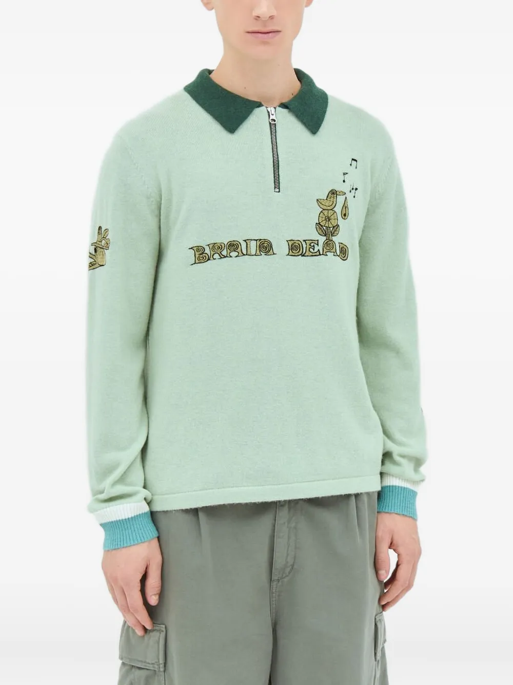 Brain Dead Sweater With Embroidery In Green