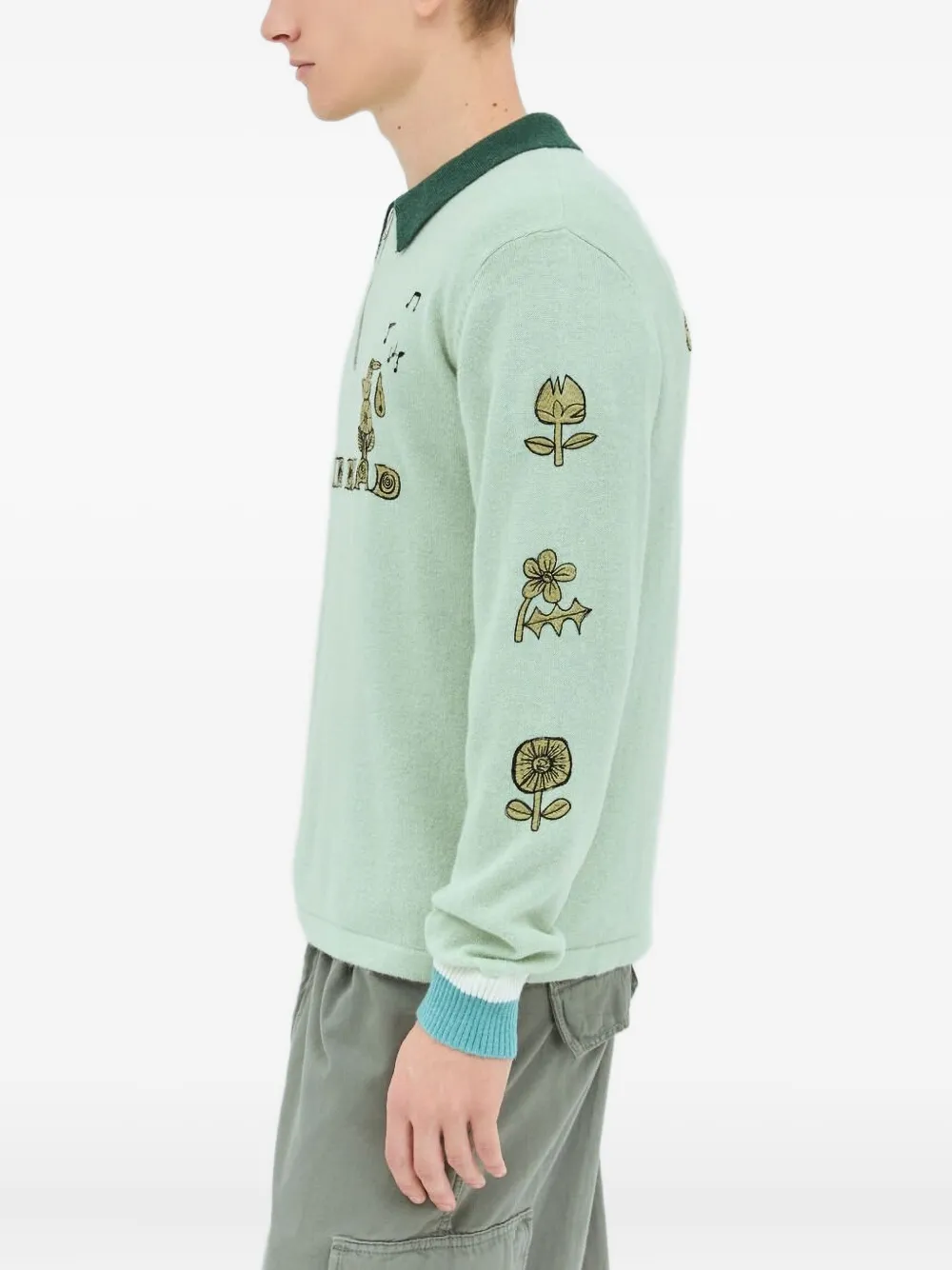 Brain Dead Sweater With Embroidery In Green
