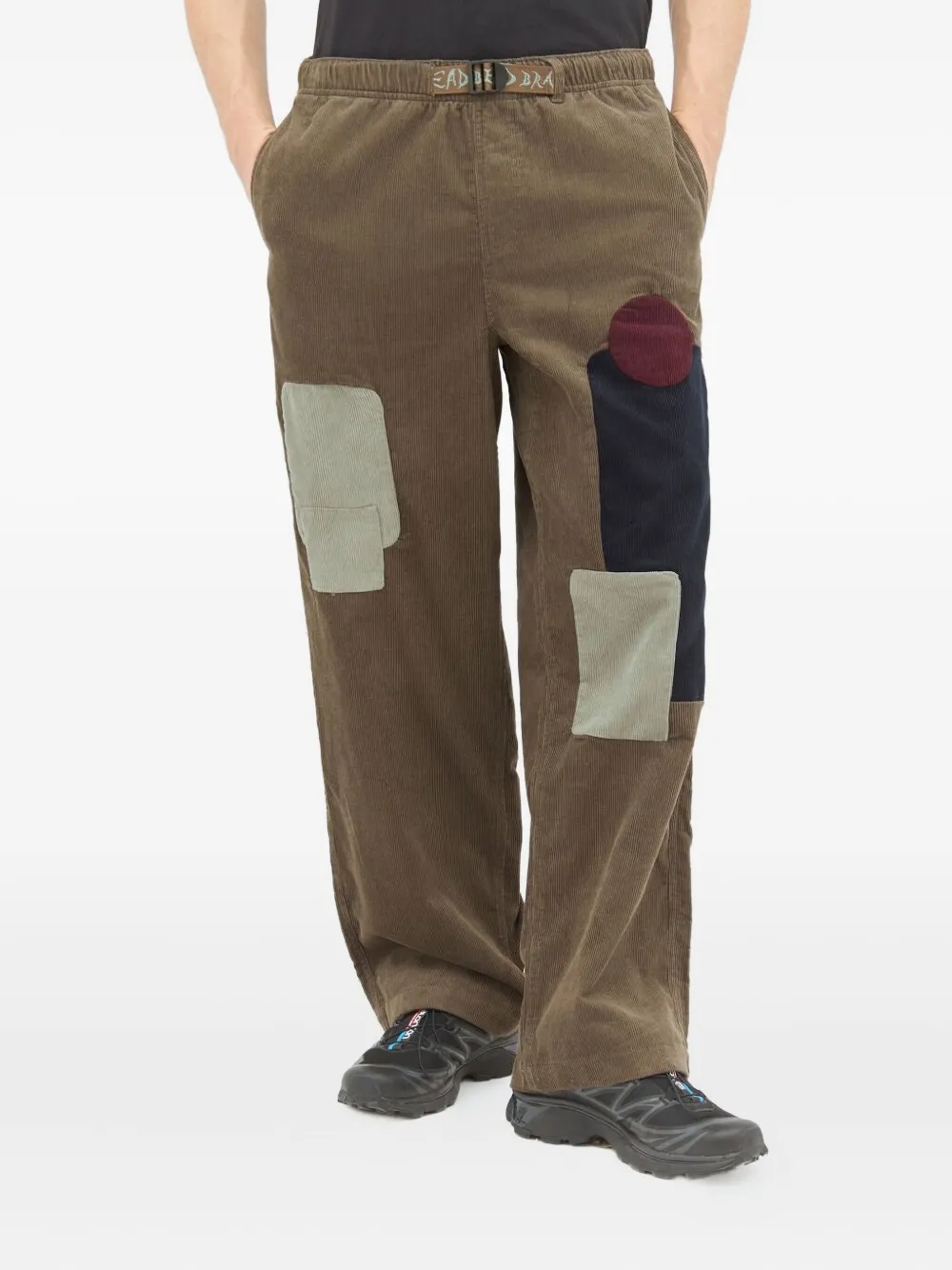 Brain Dead Patchwork Cord Climber Pants In Brown In Green