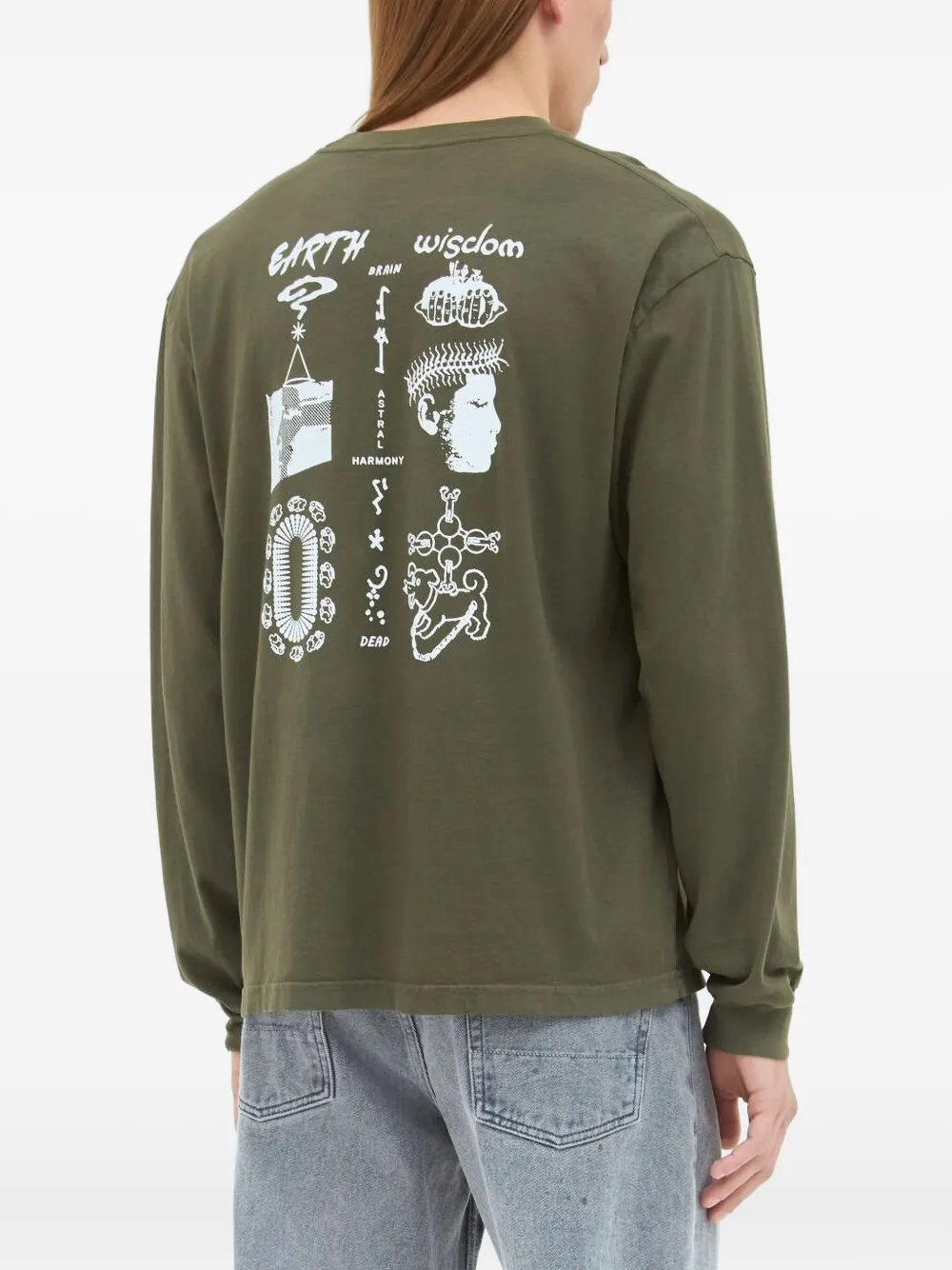 Brain Dead Printed Long-sleeved T-shirt In Green