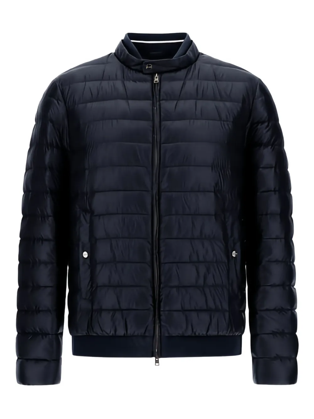 Herno Quilted Band-collar Bomber Jacket In Black