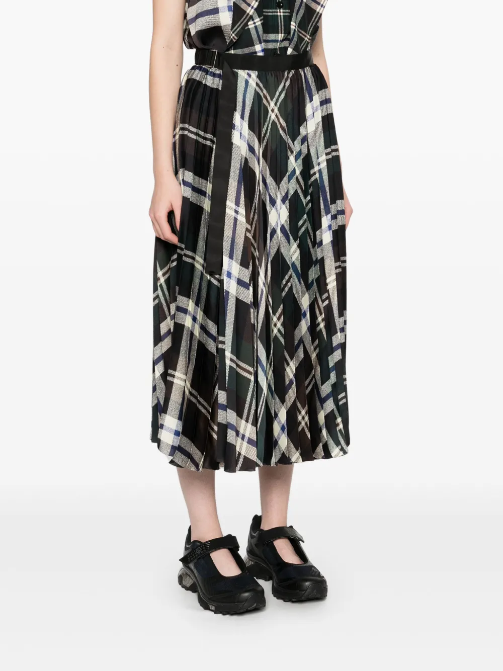 SACAI CHECKED MIDI SKIRT