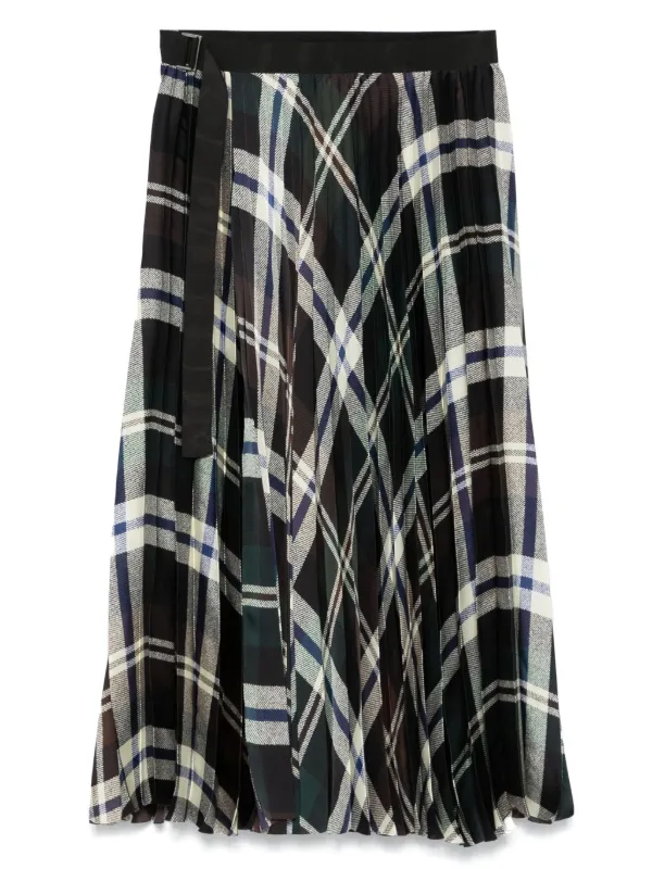 Sacai チェック スカート | ブラウン | FARFETCH JP