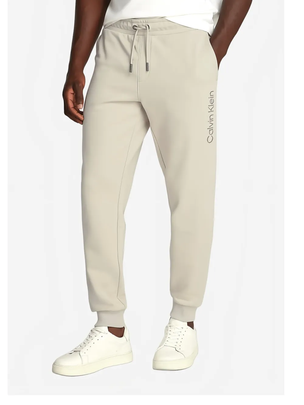 Calvin Klein Logo-print Track Pants In Neutrals