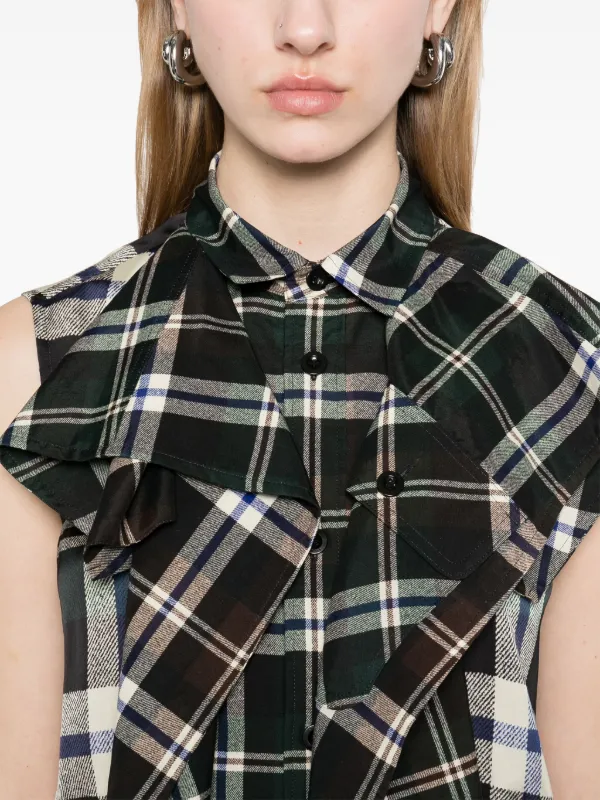 Sacai チェック ミニドレス | グリーン | FARFETCH JP