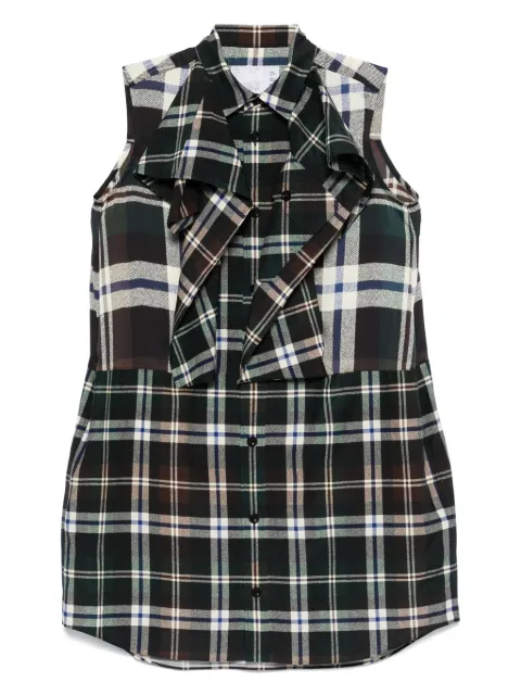 sacai vestido midi con cuadros estampados