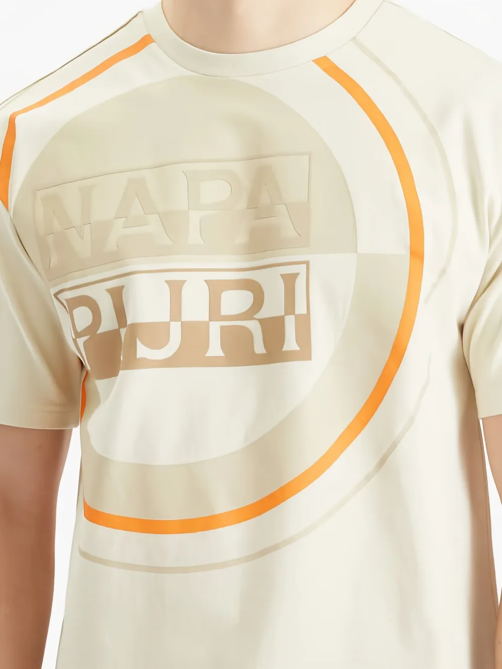 Napapijri Crew Neck Graphic Print T-shirt Straight Hem In Neutrals