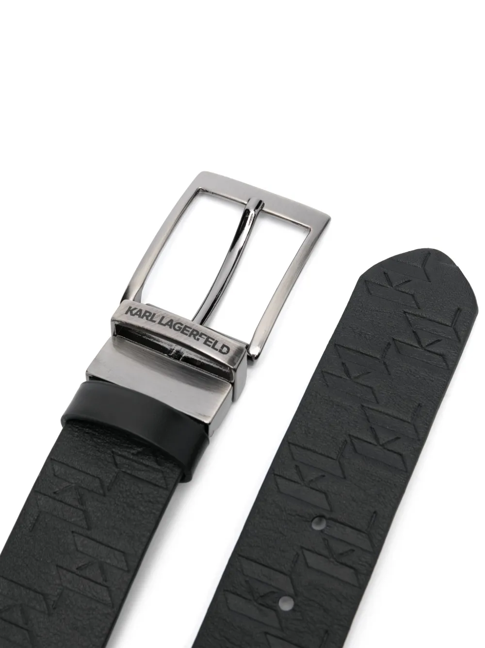 Karl Lagerfeld Leren riem met logo-reliëf Zwart