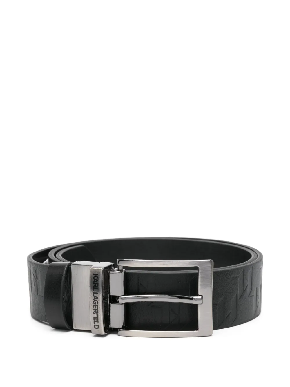 Karl Lagerfeld Cintura in pelle con logo goffrato - Nero