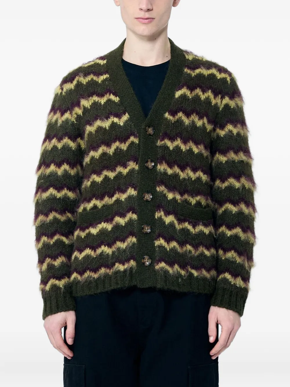 Brain Dead Alpaca Wool-blend Cardigan In Green