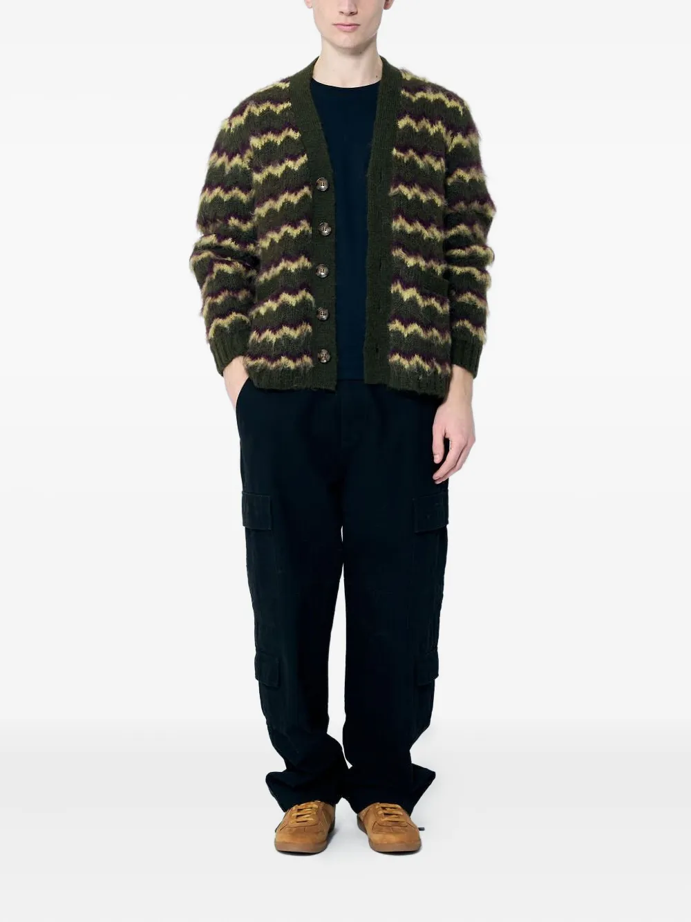 Brain Dead Alpaca Wool-blend Cardigan In Green