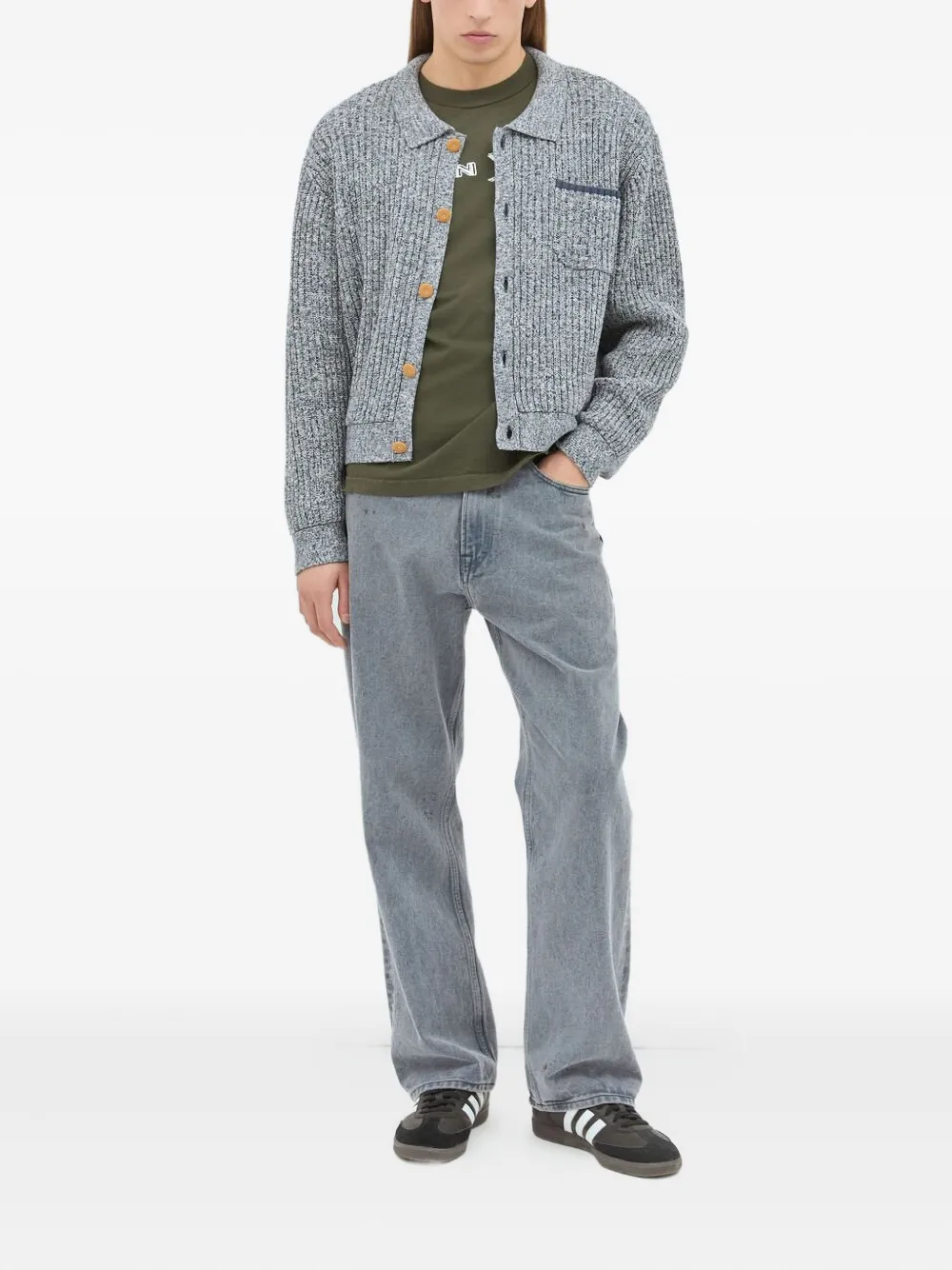 Brain Dead Button Front Cardigan In Grey