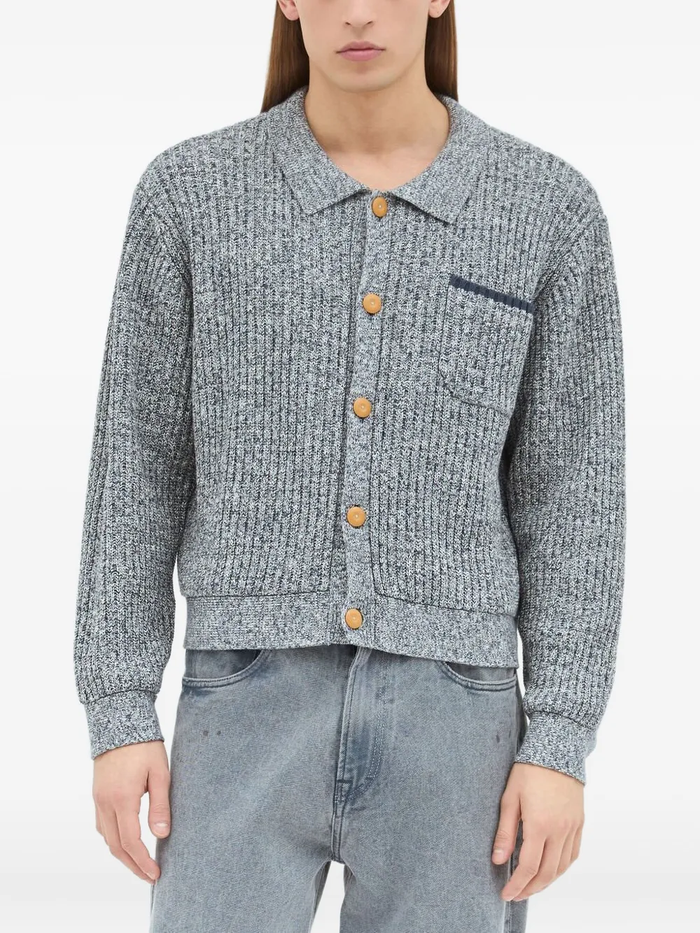 Brain Dead Button Front Cardigan In Grey