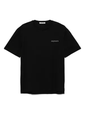 Tシャツ・カットソー PREMIATA Men T Shirts PA1015 BLACK Black Cotton T-Shirt with Bonded Details and Hot Finish Black