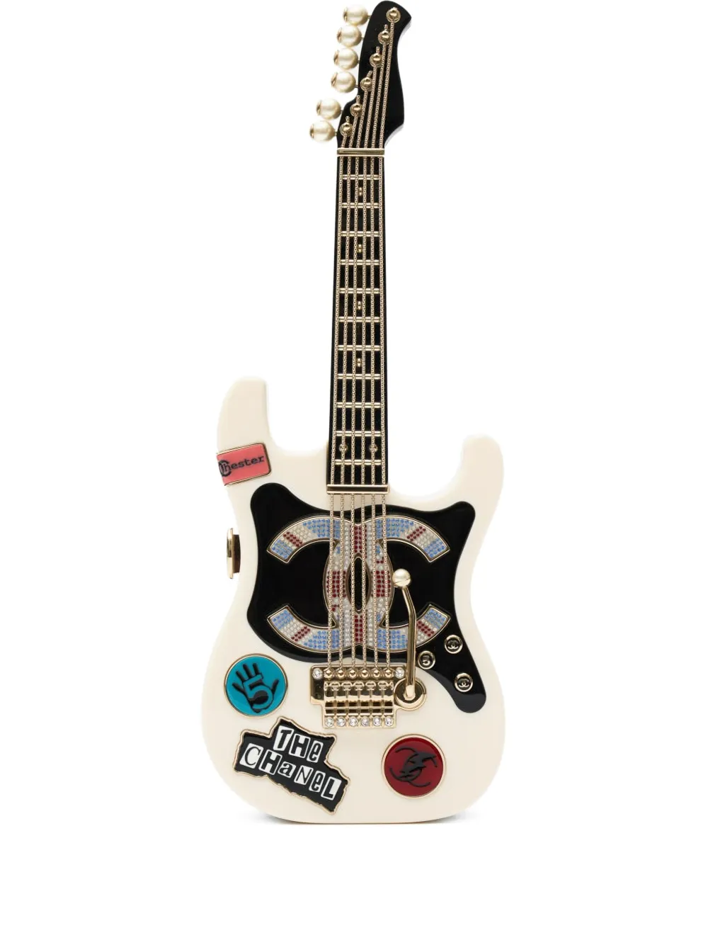 CHANEL Pre-Owned Guitar クラッチバッグ - ホワイト CHANEL Pre-Owned Guitar クラッチバッグ - ホワイト