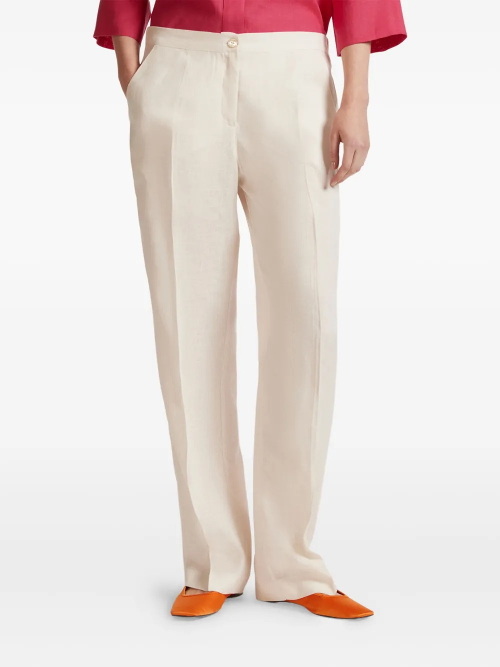 ELENA MIRO` flax trousers - Wit