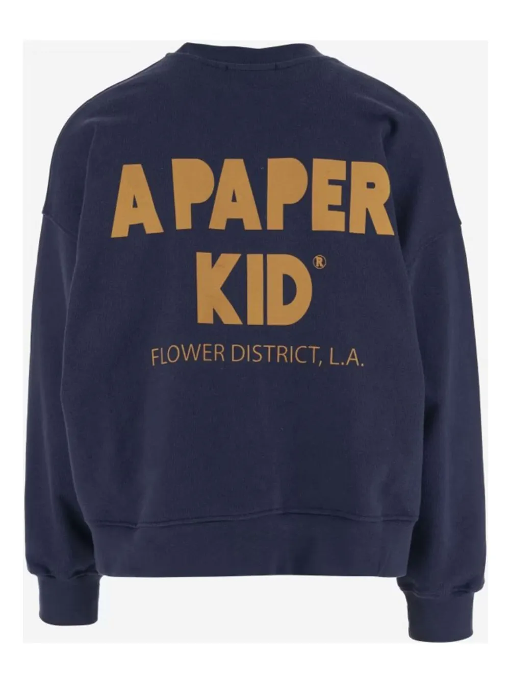 A Paper Kid Brushed Cotton Crew-neck Sweatshirt With Maxi Back Print In Blue