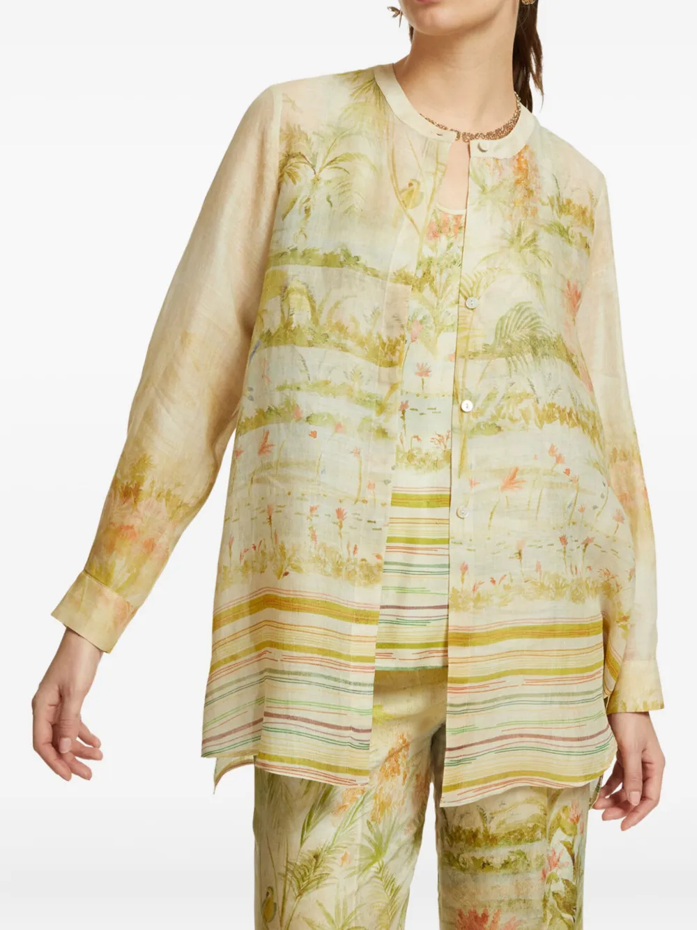 ELENA MIRO` printed shirt - Beige