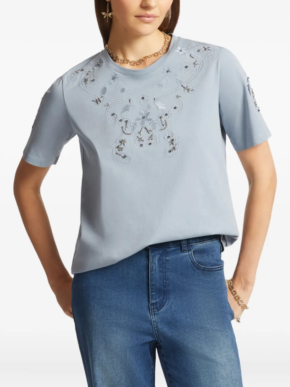 ELENA MIRO` floral-embroidered T-shirt | T-Shirts & Jersey Shirts | Image 2